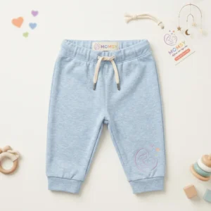 MOMSY Ultra-Soft Baby Organic Cotton Sweatpants – Light Blue Heather