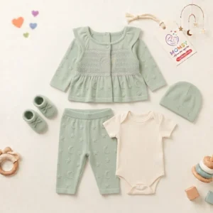 MOMSY 5-Piece Celestial Knit Baby Take-Home Set – Sage Green